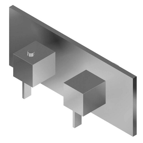 Graff G-8048H-LM39E0-OB-T M-Series Square Thermostatic 2-Hole Trim Plate w/Qubic Tre Handle (Horizontal Installation), Olive Bronze