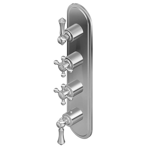 Graff G-8088-ALM15C2-PC-T M-Series Transitional 4-Hole Trim Plate w/Handles (Vertical Installation), Polished Chrome