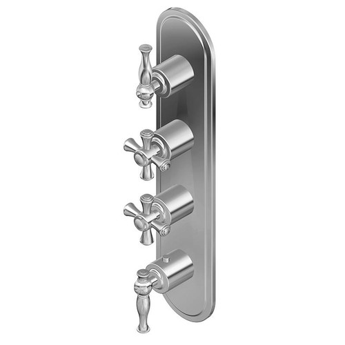 Graff G-8088-ALM22C3-PN-T M-Series Transitional 4-Hole Trim Plate w/Cross Handles (Vertical Installation), Polished Nickel