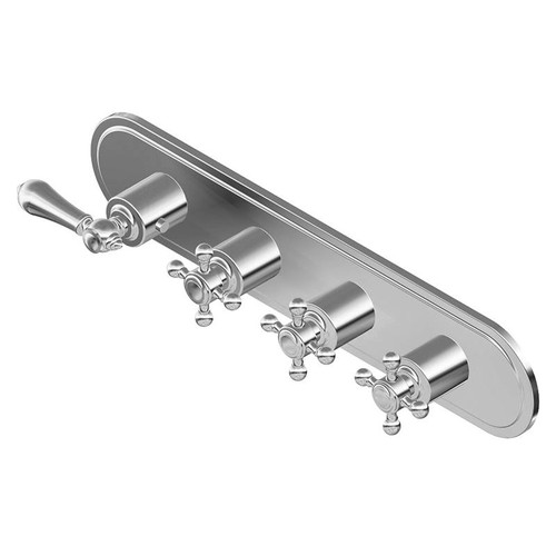 Graff G-8088H-LM34C2-SN-T M-Series Transitional 4-Hole Trim Plate w/Handles (Horizontal Installation), Steelnox (Satin Nickel)