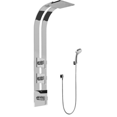 Graff GE2.030A-LM38S-SN-T Square Thermostatic Ski Shower Set w/Handshowers (Rough & Trim), Steelnox (Satin Nickel)