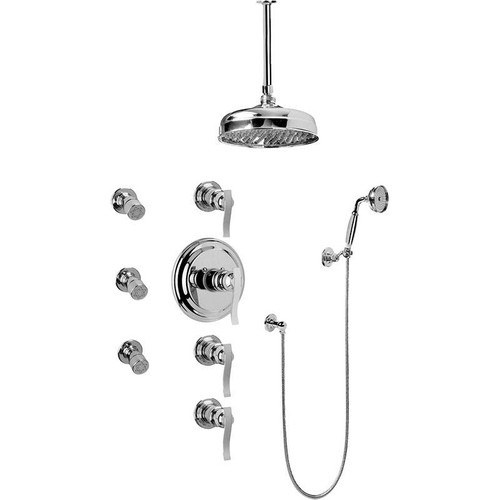 Graff GA1.221B-LM20S-PN-T Bali Thermostatic Set w/Body Sprays & Handshower (Trim Only), Polished Nickel
