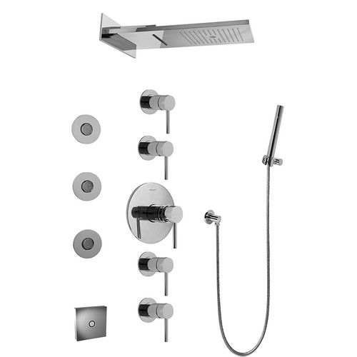 Graff GK1.124A-LM37S-PC-T Full Round LED Thermostatic Shower System - Trim, Polished Chrome