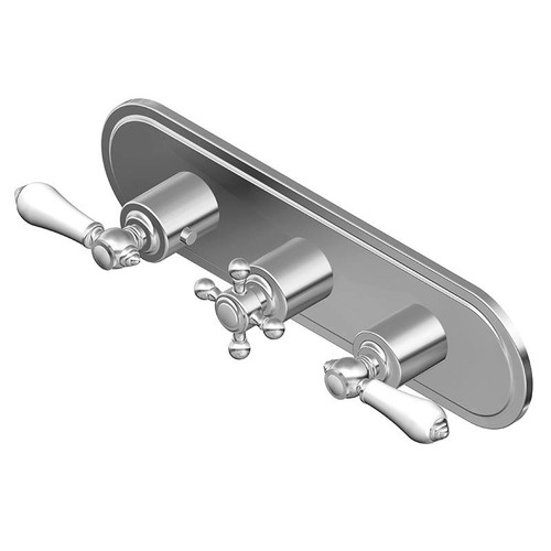 Graff G-8087H-ALC1C2-PN-T M-Series Transitional 3-Hole Trim Plate w/Handles (Horizontal Installation), Polished Nickel