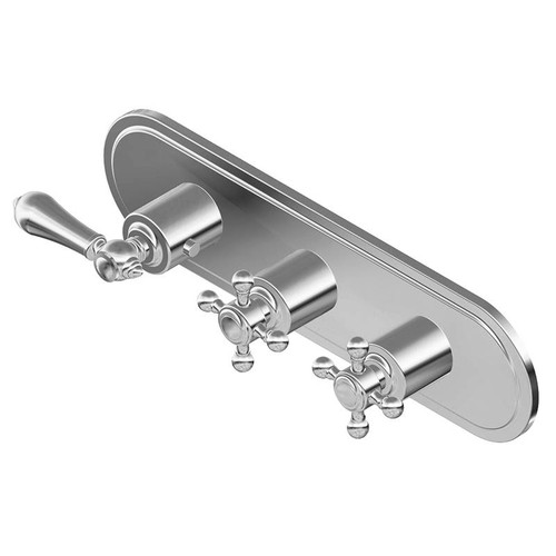 Graff G-8087H-LM34C2-PC-T M-Series Transitional 3-Hole Trim Plate w/Handles (Horizontal Installation), Polished Chrome