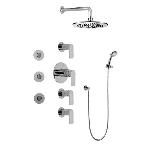 Graff GB1.132A-LM42S-PC-T - Contemporary Square Thermostatic Set w/Body Sprays & Handshower ( Trim Only), Polished Chrome