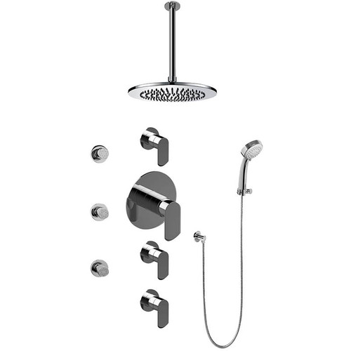 Graff GB1.231A-LM45S-PC-T Contemporary Round Thermostatic Set w/Body Sprays & Handshower - Trim Only , Polished Chrome