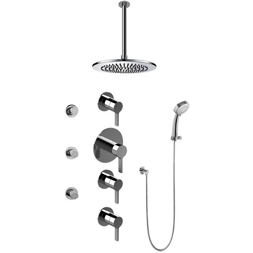 Graff GB1.231A-LM46S-BNi-T Contemporary Round Thermostatic Set w/Body Sprays & Handshower - Trim Only , Brushed Nickel
