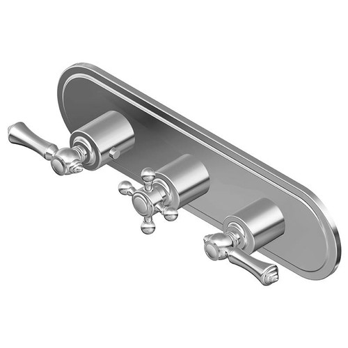 Graff G-8087H-ALM15C2-SN-T M-Series Transitional 3-Hole Trim Plate w/Handles (Horizontal Installation), Steelnox (Satin Nickel)