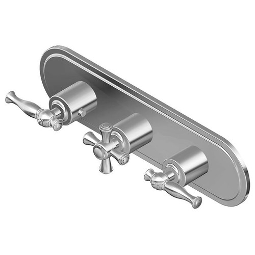 Graff G-8087H-ALM22C3-OB-T M-Series Transitional 3-Hole Trim Plate w/Cross Handles (Horizontal Installation), Olive Bronze