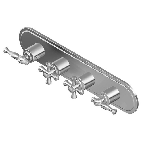 Graff G-8088H-ALM22C3-PC-T M-Series Transitional 4-Hole Trim Plate w/Cross Handles (Horizontal Installation), Polished Chrome