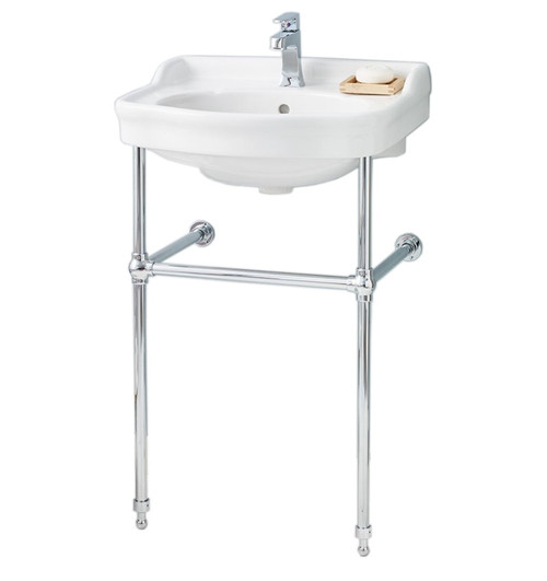 Cheviot 350/22-WH-4/575-CH ANTIQUE Console Sink, White Sink with Chrome Console Stand Sink