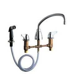 Chicago Faucets - 1200-ACP - 8-inch Deck Mounted Kitchen Sink Faucet with Side Spray