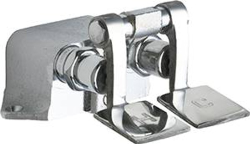Chicago Faucets 625-RCF Hot and cold water foot pedal control valve with rough chrome finish for use in commercial applications.