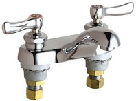 Chicago Faucets - 802-XKCP 4 inch Center Lavatory Faucet with Integral Spout, E12 - 2.2 GPM Pressure Compensating  Softflo? Aerator and 390 - Indexed Curved Lever Handles with Ceramic Disc Operating Cartridges