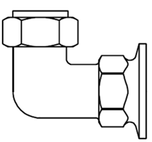 T&S Brass - 00YY - 3/4-inch NPT Female Flange 90 Degree Inlet