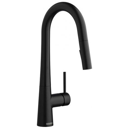 Chicago Faucets 434-ABMB Deck-mounted kitchen faucet with pull-down spout, single-hole mount, Matte Black