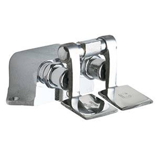 Chicago Faucets 625-RCF Hot and cold water foot pedal control valve with rough chrome finish for use in commercial applications. Chicago Faucets 625-RCF Hot and cold water foot pedal control valve with rough chrome finish for use in commercial applications.