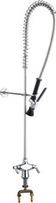 Chicago Faucets 919-LABCP Deck Mounted Pre-Rinse with Water Conserving Spray Valve and Lever Handles. This pre-rinse unit uses the long lasting Quaturn Operating Cartridge. Chicago Faucets 919-LABCP Deck Mounted Pre-Rinse with Water Conserving Spray Valve and Lever Handles. This pre-rinse unit uses the long lasting Quaturn Operating Cartridge.