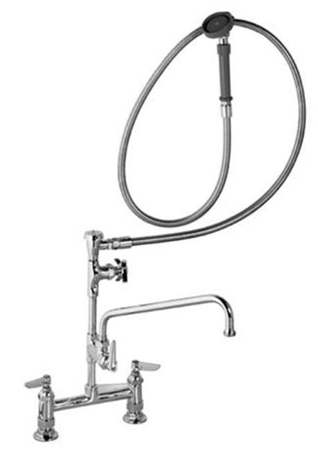 T&S Brass - B-0177 - Spray Assembly, Deck Mount Base, 8-inch Centers, 12-inch Add-On Faucet - Angled Spray Valve, VB T&S Brass - B-0177 - Spray Assembly, Deck Mount Base, 8-inch Centers, 12-inch Add-On Faucet - Angled Spray Valve, VB