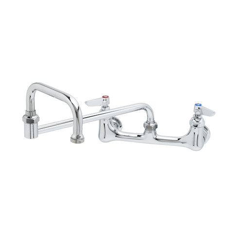 T&S Brass - B-0266 - Double Pantry Faucet, Wall Mount, 8-inch c/c, 15-inch Double Joint Swing Nozzle