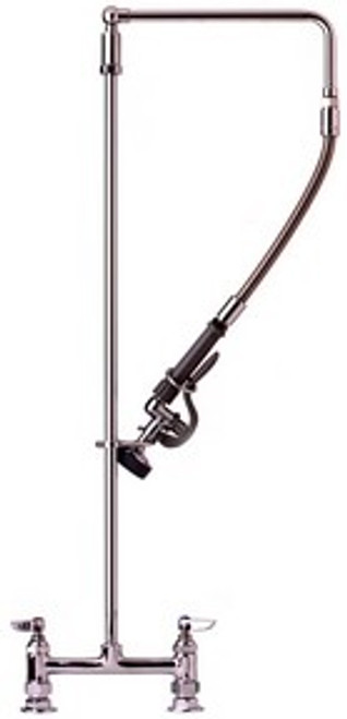 T&S Brass - B-0121 - Pre-Rinse, 12-inch Overhead Swivel Arm, Deck Mount Base, 8-inch Centers