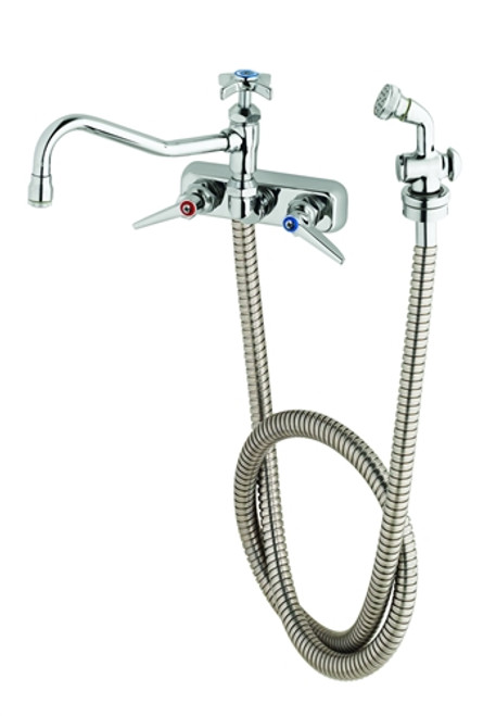 T&S Brass - B-1156 - Workboard Faucet, Wall Mount, 4-inch Centers, 8-inch Swing Nozzle w/Diverter, Hose, Spray Valve T&S Brass - B-1156 - Workboard Faucet, Wall Mount, 4-inch Centers, 8-inch Swing Nozzle w/Diverter, Hose, Spray Valve