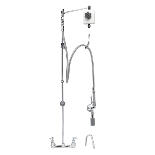T&S Brass - B-0130 - Pre-Rinse, Balancer, Wall Mount, 8-inch C/C, QD Low Flow Valve/Hook Nozzle, Wall Bracket, VB Hose