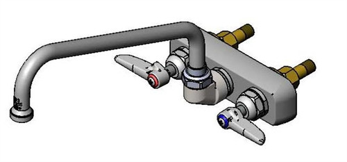 T&S Brass - B-1107 - Workboard Faucet, Wall Mount, 3-1/2-inch Centers, 10-inch Swing Nozzle, Lever Handles