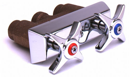 T&S Brass - B-2265 - CONCEALED MIXING FAUCET w/ BLACK POLOYPROPELENE HANDLES