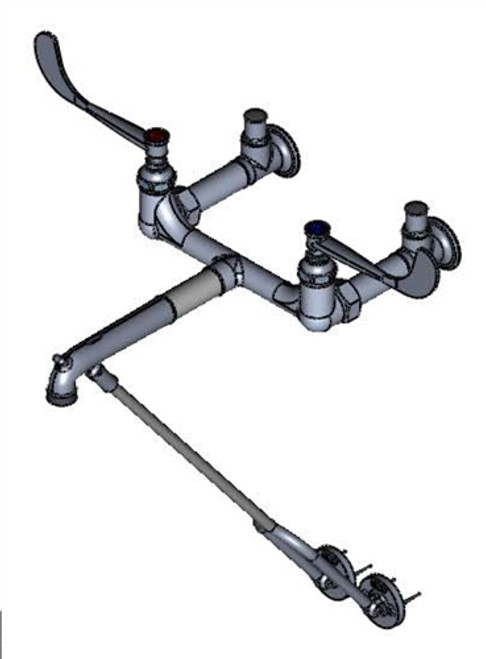 T&S Brass - B-0362 - Service Sink Faucet, Wall Mount, 8-inch Centers, Wall Brace, 6-inch Wrist Handles, JJ Integral Sto T&S Brass - B-0362 - Service Sink Faucet, Wall Mount, 8-inch Centers, Wall Brace, 6-inch Wrist Handles, JJ Integral Sto