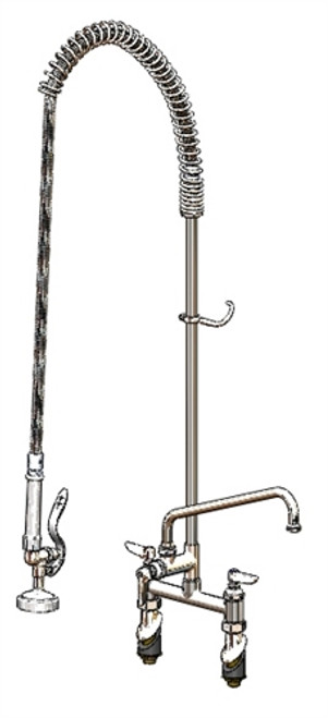 T&S Brass - B-2430 - Pre-Rinse, Add-On Faucet w/12-inch Swing Nozzle, 1/2-inch NPT Male Inlet For Use on 45 Degree Deck