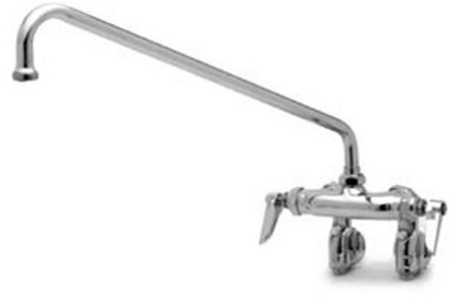 T&S Brass B-0240 Double Pantry Faucet, Wall Mount, Adjustable Centers, Integral Stops, 18" Swing Nozzle