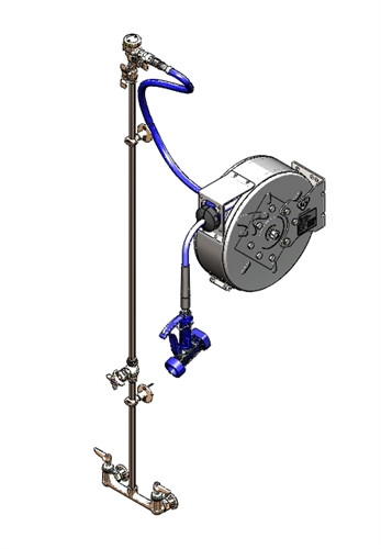T&S Brass B-1480 - 1/2" Hose Reel System: Base Fct, Control Valve, Risers, Vb, Flex Hose, Hose Reel