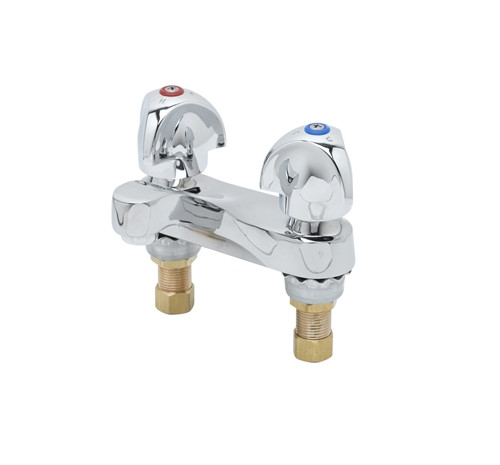 T&S Brass - B-2971 - Lavatory Faucet, Cast Basin Spout, Aerator, 4-inch Centers, Three Wing Handles