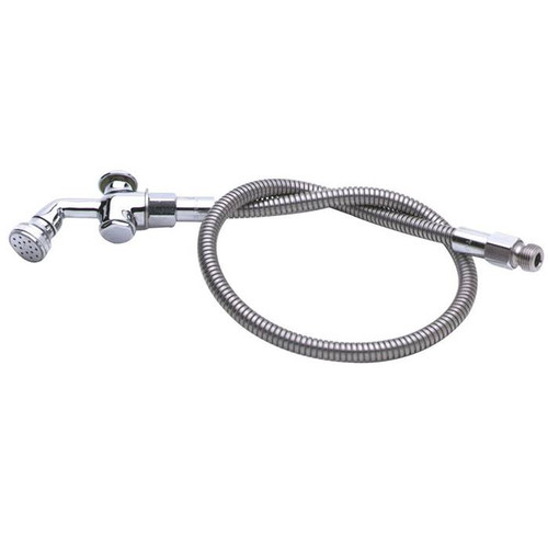 T&S Brass - Angle Spray Valve with 50-inch Flexible Stainless Steel Hose, 3/8-inch NPT Male Inlet