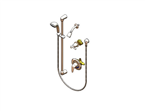 T&S Brass B-3406 - Shower Valve, 1/2-inch Sweat Ends, Diverter, Slide Bar, 1.5 GPM Hand Shower & Showerhead