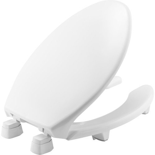 2L2150T 000 - Bemis Elongated Open Front With Cover Medic-Aid Plastic Toilet Seat, DuraGuard, Super Grip Bumpers and 2-inch Lifts, White