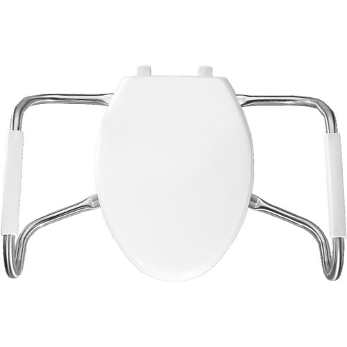 Bemis MA2100T 000 Bemis Elongated Medic-Aid Plastic Toilet Seat with DuraGuard and Safety Side Arms, White
