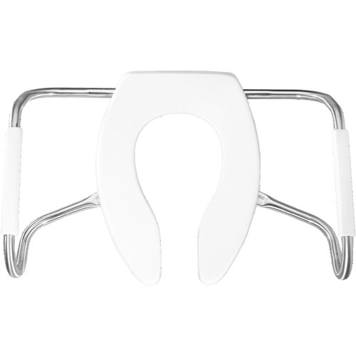 Bemis MA2155T 000 Bemis Elongated Open Front Less Cover Medic-Aid Plastic Toilet Seat with Safety Side Arms, White