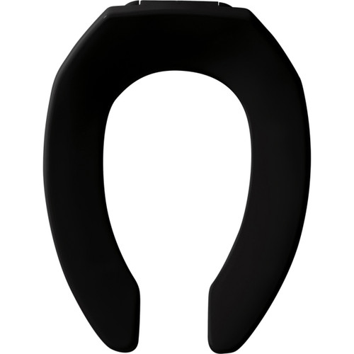 Bemis 295SSCT 047 Church Elongated Open Front Less Cover Commercial Plastic Toilet Seat with Check Hinge, Black