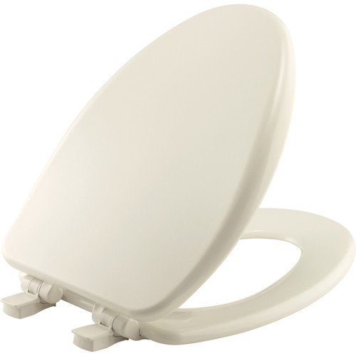 19170PLE4 346 - Bemis Alesio II Elongated High Density Enameled Wood Toilet Seat, Easy-Clean, Whisper-Close, Precision Seat Fit Adjustable Plastic Hinge and Super Grip Bumpers, Biscuit