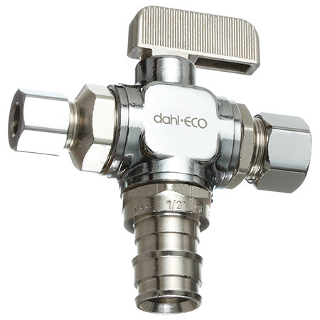 Dahl 611-PRPX3-31-30 - 1/2 F1960 x 3/8 OD Comp x 1/4 OD Comp, Plated