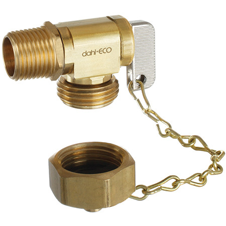 Dahl 621DH-01-04CC-BAG - 1/2 MIP or 1/2 Female Solder x Male Hose w/ Cap & Chain, Rough Brass