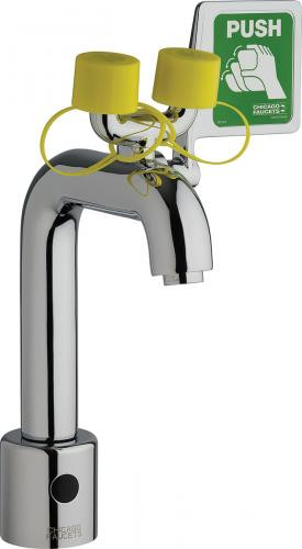 Chicago Faucets 8453-F11F-61ABCPT Touchless Electronic Emergency Eyewash/Faucet No Mix LTPS 1.5 GPM