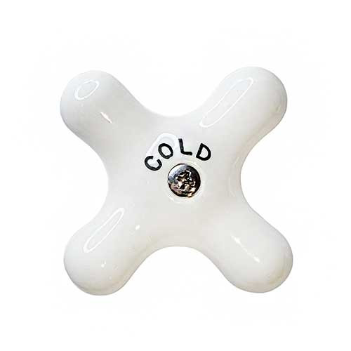 Chicago Faucets OEM white porcelain cold cross handle replacement, with set screw