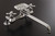 Bridge Style 8 inch Center Deck Mount Kitchen Faucet with Soap Dish and Cross Handles. The P0825C has metal cross handles with porcelain buttons for hot and cold.