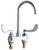 Chicago Faucets 895-317GN2AABCP 4 inch Center Deck Mounted Sink Faucet with Rigid/Swing Gooseneck Spout, Indexed Wristblade Handles and Quaturn? Cartridges