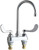 Chicago Faucets 895-317GN2AE29VPAB 4 inch Center Deck Mounted Sink Faucet with Rigid/Swing Gooseneck Spout, Vandal Resistant 2.2 GPM Pressure Compensating Laminar Flow Outlet, Indexed Wristblade Handles and Quaturn™ Cartridges