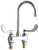 Chicago Faucets 895-317GN2AE3ABCP 4 inch Center Deck Mounted Sink Faucet with Rigid/Swing Gooseneck Spout, 2.2 GPM Pressure Compensating Softflo? Aerator, Indexed Wristblade Handles and Quaturn? Cartridges
